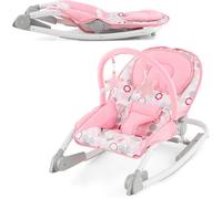 GIANTEX Transat Pliable 2 en 1 pour Bébé 0-6Mois,Siège à Bascule Portable,Dossier Réglable à 3 Niveaux,Barre de Jouets Amovible Ro