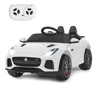 GIANTEX Voiture Électrique 12V pour Enfants 3-8 Ans, avec Télécommande 2.4G, Suspension à Ressorts et 2 Portes Verrouillables Blanc