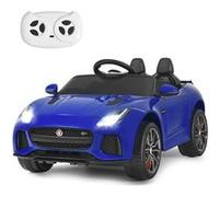 GIANTEX Voiture Électrique 12V pour Enfants 3-8 Ans, avec Télécommande 2.4G, Suspension à Ressorts et 2 Portes Verrouillables Bleu Bleu