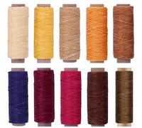 GiantGo Lot de 10 Fils Cirés pour Cuir - 280 m - 150D - Fil à Coudre - Accessoires pour Bricolage, Couture à la Main - 32,7 m/Couleurs