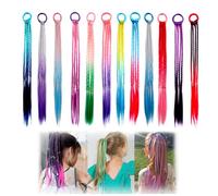GiantGo Lot de 12 extensions de cheveux arc-en-ciel pour filles, accessoires amusants pour tressage, fête d'anniversaire, Halloween, cosplay