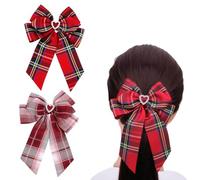 GiantGo Lot de 2 pinces à cheveux avec nœud écossais classique pour filles et femmes, élégantes barrettes à cheveux pour usage quotidien et occasions festives