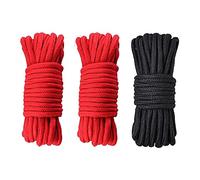 GiantGo Lot de 3 rouleaux de corde en coton souple multi-usages 10 m de long et 8 mm de diamètre 2 Rouges et 1 Noir