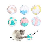 GiantGo Lot de 6 boules colorées pour chat avec clochettes - 5 cm doux et durables pour chats, chatons, jeu interactif intérieur et extérieur, résistant aux griffes et aux rayures