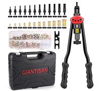 GIANTISAN - Outil d'écrou à Rivets de 40,6 cm avec 12 mandrins métriques et SAE, 176 écrous à Rivets et étui de Transport Robuste