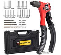 Giantisan Pistolet à riveter avec 200 rivets et 4 forets, kit de riveteuse manuel avec étui de transport robuste