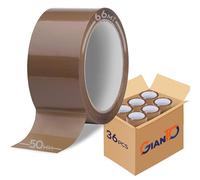 GIANTO Lot de 36 rouleaux de ruban adhésif marron - 50 mm x 66 m - Rouleau acrylique pour paquets, cartons, emballage, expéditions, Havane, fabriqué en Italie (lot de 36 pièces)