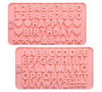 Giantree 2 pièces lettres chiffres moule en silicone, moule en silicone lettres ensemble, A-Z & 0-9 alphabet moules chiffres lettres moule de cuisson pour moule à chocolat moule à savon époxy