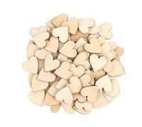 Giantree Lot de 100 cœurs en bois de 2 cm à écrire, décoration en forme de cœur bricolage, artisanat bois non traité non peints pour décoration de table mariage anniversaire Noël