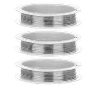 Giantree Lot de 3 rouleaux de fil de bricolage, 0,4 mm x 10 m, argenté, pour travaux manuels, bijoux, fil de liaison, modelage, acier inoxydable, pour la fabrication de bijoux, les travaux manuels