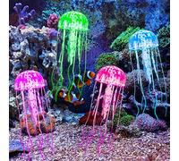 Giantree Lot de 4 méduses décoratives colorées avec effet lumineux pour aquarium