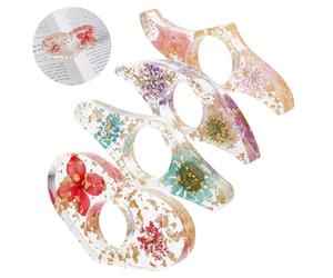 Giantree Lot de 4 supports de livre faits à la main en résine transparente avec fleurs séchées, marque-pages pour enseignants et amateurs de livres