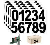 Giantree Lot de 5 feuilles d'autocollants numérotés 0-9 - Grand autocollant réfléchissant - Pour boîte postale, fenêtre, maison, magasin, poubelles (noir)