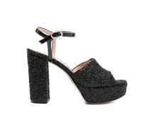 Gianvito Rossi - Sandales à Talons Pailletés - Noires - Bout Ouvert - Femme - Chaussures - Noir - Taille: 39 EU