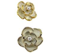 GIAYEU Boutons en métal, Boutons à Coudre, 6 pièces Boutons camélia 18/23 mm for Tricoter des Perles de Luxe perlées Noir Blanc Bouton à Tige en métal Bricolage Accessoires de Couture(Yellow,18mm)