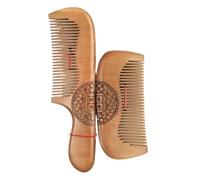GIAYEU Lot de 2 Peignes à Cheveux en Bois de pêcher Faits Main, Peignes démêlants for Femmes, Dents Fines, antistatiques, for Cheveux bouclés, raides et épais