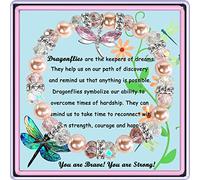 GIAYIER Bracelet libellule pour femmes et filles - Bijoux à breloques en forme de libellule pour maman, fille, épouse, petite-fille et meilleures amies, 6.5 Inch, Pierre, Améthyste