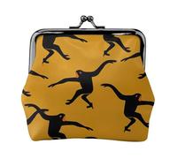 Gibbon Portefeuille compact et polyvalent avec fermeture éclair Motif singe Noir