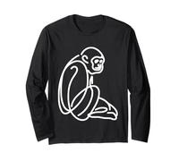 Gibbon Primate Line Art Minimaliste Ape Wildlife Design Manche Longue