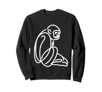 Gibbon Primate Line Art Minimaliste Ape Wildlife Design Sweatshirt