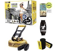 Gibbon Slacklines ClassicLine Kit Complet avec Protection d'arbre - 15 m et 25 m - Certifié TÜV - Équilibre et Plaisir avec Effet Trampoline - Cliquet Ergonomique - Parfait pour Les débutants et Les