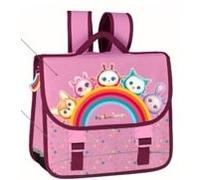 Gibecière SQUISHIMALS RAINBOW 38 cm 2 cmpts polyester 38x33x13 cm. Décor sérigraphié, coloris Rose