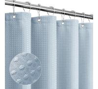 Gibelle Rideau de Douche Bleu Brouillard - Rideau de Douche à Armure gaufrée en Tissu texturé pour Salle de Bain - Tissu Doux et de Luxe d'hôtel et Spa - Imperméable - Lavable en Machine - 183 x 183