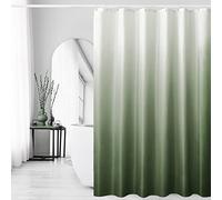 Gibelle Rideau de Douche Vert Sauge, Rideau de Douche ombré pour Salle de Bain, en Tissu gaufré texturé avec Crochets, Hydrofuge et Lavable en Machine, 183 x 183 cm
