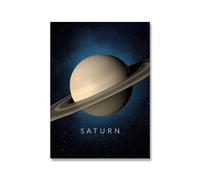 GIBOH Affiche et Impressions de planète Moderne, Art Mural Minimaliste, Saturne, Ciel Nocturne, Peinture sur Toile, Images esthétiques Nordiques pour décoration intérieure, 50 x 70 cm, 1 sans Cadre