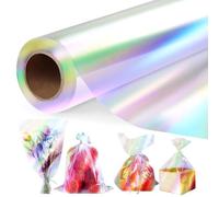 GIBOHOM 43 CM x 30 M Arc-en-ciel Papier Transparent Emballage, 3 Mil Cellophane Emballage Transparent Papier Emballage Fleuriste, Papier Cadeau pour Fleurs, Artisanat, Bonbons, Paniers