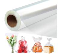 GIBOHOM 43 CM x 30 M Papier Transparent Emballage, 3 Mil Cellophane Emballage Transparent Papier Emballage Fleuriste, Papier Cadeau Transparen pour Fleurs, Artisanat, Bonbons, Paniers Cadeaux