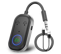 GIBOHOM Adaptateur Bluetooth Jack 5.3, Transmetteur Bluetooth Supporte 2 AirPods ou Casques avec AptX, Émetteur et Récepteur Adaptateur 2 en 1 pour Voyage en Vol, TV, Gym, Tablettes