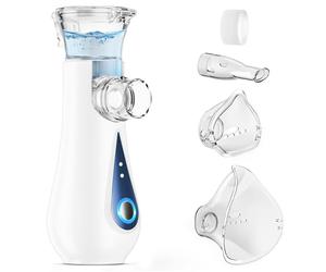 GIBOHOM Nebulisateur Inhalateur pour Adultes, Nébuliseur Portable Aérosol Bebe, Rechargeable USB-C Nebulisateur Medical, Inhalateur Silencieux avec 2 Masques et 1 Embout, Bleu