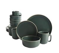 Gibson Home Zuma Service de table de cuisine rond 16 pièces pour 4 personnes en grès mat Vert