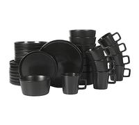 Gibson Soho Lounge Bowery Service de table 32 pièces en grès noir mat - Service pour 8 personnes