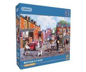 Gibsons Britain at War Puzzle de 500 pièces pour adultes et adolescents - Œuvre d'art nostalgique en temps de guerre par Kevin Walsh - Puzzle durable de qualité supérieure