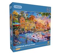 Gibsons Harbour Reflections - Puzzle de 500 pièces pour Adultes - Coucher de Soleil Romantique - Ciel brisé et Bateaux se balançant doucement - Illustration de Liliia Artbeat - Puzzle Durable de
