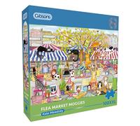 Gibsons Puces marché aux puces Moggies Puzzle de 100 pièces XXL pour Adultes - Charmants Chats Animaux Illustrations par Kate Mawdsley - Pièces Extra Larges - Puzzle Durable de qualité supérieure