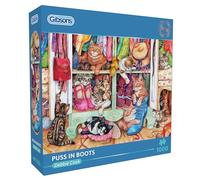 Gibsons Puzzle de 1000 pièces Puss in Boots pour Adultes - Illustration de Chat par Debbie Cook - Carton 100% recyclé de qualité supérieure - Fabriqué au Royaume-Uni/UE - Cadeau Durable pour Les