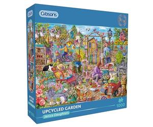 Gibsons Puzzle Jardin recy e 1000 pièces pour Adultes - Scène d'inspiration de Jardin colorée par Janice Daughters - Puzzle Durable de qualité supérieure fabriqué au Royaume-Uni/UE - Excellent