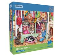 Gibsons Puzzle Puss in Boots 500XL pour Adultes - Pièces Extra Larges faciles à Manipuler - Motif Chats Mignons dans Un Placard à Chaussures - Cadeau pour Les Amoureux des félins - Fabriqué au