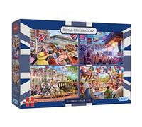 Gibsons- Royal Celebrations Platinum 4 x 500 pièces jubilé de la Reine | Puzzle Durable pour Adultes | Planche 100% recyclée Games, GIBG5061, Coloris Assortis