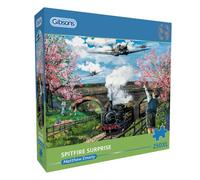 Gibsons Spitfire Surprise Puzzle de 250 pièces XL pour Adultes par Matthew Emeny - Pièces Extra Larges - Œuvre d'art sur Le thème de l'aviation et du Chemin de Fer - Puzzle Durable de qualité