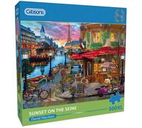 Puzzle de 500 pièces XL - Coucher de soleil sur la Seine - Puzzle de Paris - Grande pièce pour adultes - Planche 100 % recyclée de qualité supérieure - Cadeau idéal pour adultes - Gibsons Games
