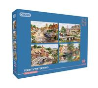Gibsons Terry's Waterways - Puzzle 4 x 500 pièces - Lot de 4 puzzles nostalgiques traditionnels durables pour adultes et adolescents - Planche 100 % recyclée - Excellent cadeau - Jeux Gibsons