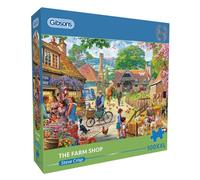 Gibsons The Farm Shop Puzzle de 100 pièces XXL pour Adultes - Scène de Campagne Estivale par Steve Crisp - Pièces Extra Larges - Œuvre d'art Britannique nostalgique - Puzzle Durable de qualité