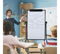 gibxiyza Tableau blanc effaçable à sec avec support, chevalet double face, tableau blanc magnétique réglable en hauteur et support rotatif à 360 degrés avec effaceur, marqueur, aimants pour la maison