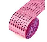 GIBZ Bande Mosaïque Miroir Autocollant Boule Disco Frise Murale Adhésive Plinthe Bordure de Papier Peint pour Mariage Fête Anniversaire Bar Rose 4 x 200 cm