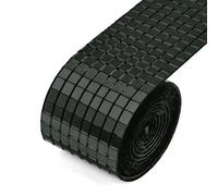 GIBZ Bande Mosaïque Miroir Autocollant Boule Disco Frise Murale Adhésive Plinthe Bordure de Papier Peint pour Mariage Fête Anniversaire Bar Noir 4 x 200 cm