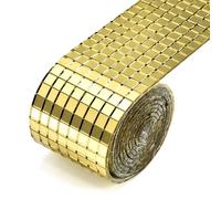 GIBZ Bande Mosaïque Miroir Autocollant Boule Disco Frise Murale Adhésive Plinthe Bordure de Papier Peint pour Mariage Fête Anniversaire Bar Or 4 x 500 cm